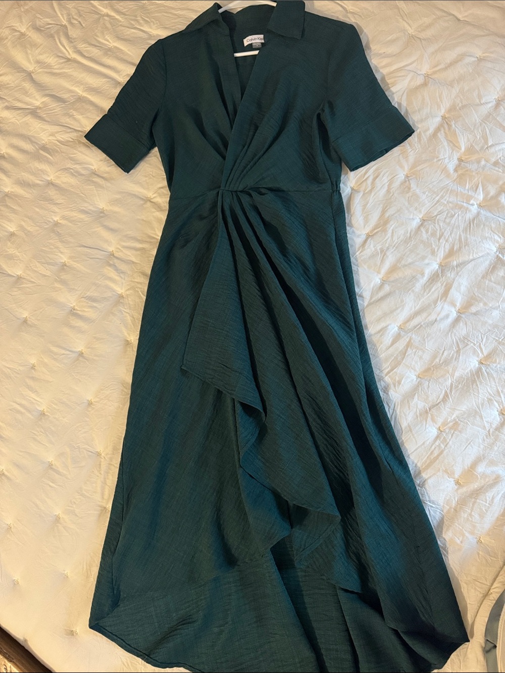 Calvin Klein Dark Teal Wrap Midi Dress